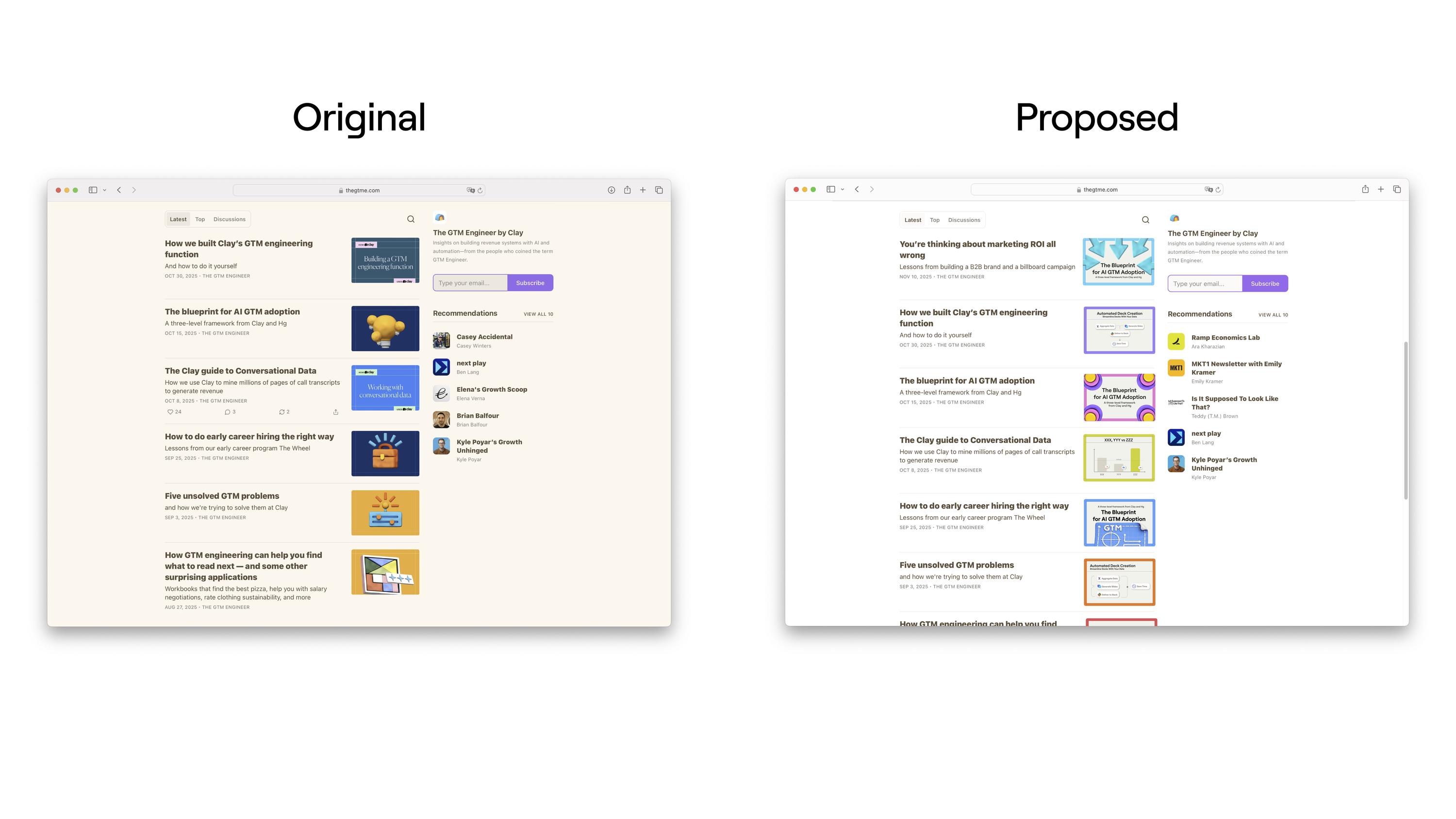Clay original vs proposed